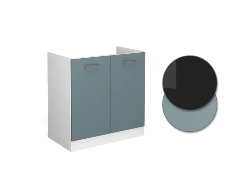 Pantryküchen|Küchenschränke<Vicco Spülenunterschrank R-Line Küchenunterschrank für die Spüle Blau-Grau/Weiß 80 cm AP Anthrazit