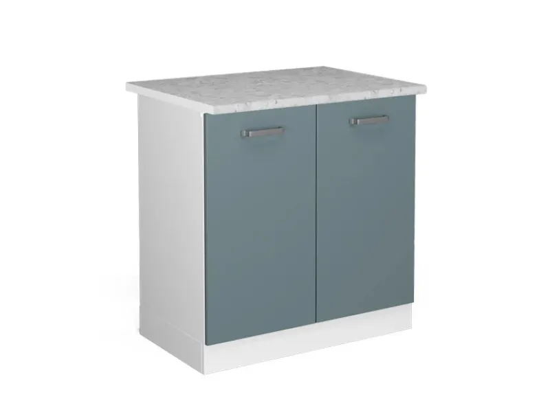 Best Vicco Spülenunterschrank R-Line Küchenunterschrank für die Spüle Blau-Grau/Weiß 80 cm AP Marmor Blaugrau