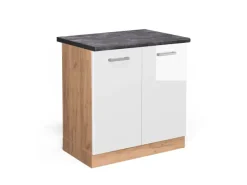 Hot Vicco Spülenunterschrank R-Line Hochglanz/Goldkraft Eiche 80 cm AP Anthrazit Weiß