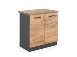 Küchenschränke<Vicco Spülenunterschrank R-Line Goldkraft /Anthrazit 80 cm AP mit Anthrazit Korpus