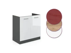 Vicco Spülenunterschrank R-Line Hochglanz/Anthrazit 80 cm ohne Arbeitsplatte Weiß