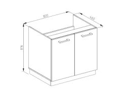 Vicco Spülenunterschrank R-Line Hochglanz/Goldkraft Eiche 80 cm AP Eiche< Küchenschränke