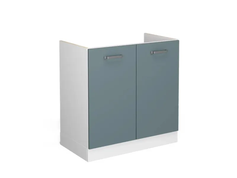 Küchenschränke|Einbauküchen<Vicco Spülenunterschrank R-Line Blau-Grau/Weiß 80 cm ohne Arbeitsplatte