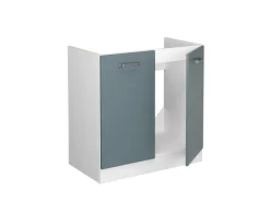 Küchenschränke|Einbauküchen<Vicco Spülenunterschrank R-Line Blau-Grau/Weiß 80 cm ohne Arbeitsplatte