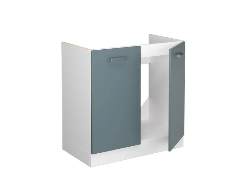 Küchenschränke|Einbauküchen<Vicco Spülenunterschrank R-Line Blau-Grau/Weiß 80 cm ohne Arbeitsplatte