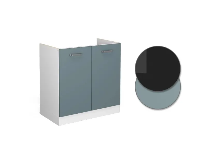Küchenschränke|Einbauküchen<Vicco Spülenunterschrank R-Line Blau-Grau/Weiß 80 cm ohne Arbeitsplatte