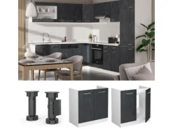 Vicco Spülenunterschrank R-Line Küchenunterschrank für die Spüle Schwarz Beton/Weiß 80 cm AP Eiche< Küchenschränke