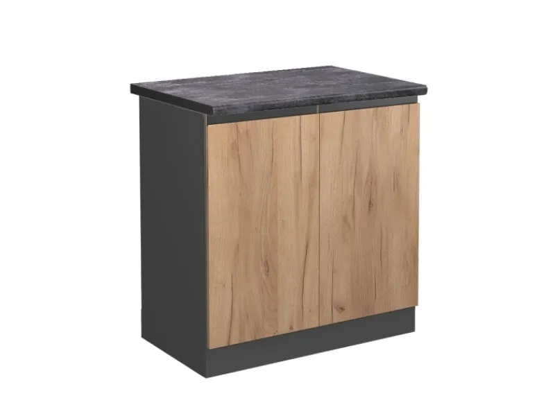 Hot Vicco Spülenunterschrank R-Line Goldkraft /Anthrazit 80 cm AP Anthrazit mit Anthrazit Korpus Eiche