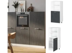 Online Vicco Vorratsschrank R-Line Herdschrank Schwarz Beton/Weiß 60 cm Beton Anthrazit