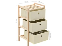 Sale vidaXL Aufbewahrungsregal mit 3 Stoff-Körben Zedernholz Beige