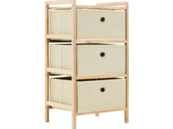 Sale vidaXL Aufbewahrungsregal mit 3 Stoff-Körben Zedernholz Beige