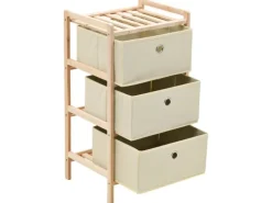 Sale vidaXL Aufbewahrungsregal mit 3 Stoff-Körben Zedernholz Beige