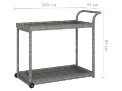 Discount vidaXL Barwagen Grau 100x45x83 cm Poly Rattan