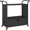 Outlet vidaXL Barwagen mit Schublade Schwarz 100x45x97 cm Poly Rattan