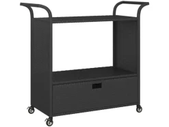 Outlet vidaXL Barwagen mit Schublade Schwarz 100x45x97 cm Poly Rattan