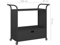 Outlet vidaXL Barwagen mit Schublade Schwarz 100x45x97 cm Poly Rattan