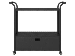 Outlet vidaXL Barwagen mit Schublade Schwarz 100x45x97 cm Poly Rattan