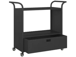 Outlet vidaXL Barwagen mit Schublade Schwarz 100x45x97 cm Poly Rattan