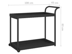 vidaXL Barwagen Schwarz 100x45x83 cm Poly Rattan< Servierwagen