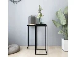 Best vidaXL Beistelltische 2 Stk. Schwarz Stahl