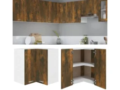 Küchenschränke<vidaXL Eck-Hängeschrank Räuchereiche 57x57x60 cm Holzwerkstoff