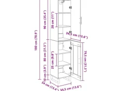 Hot vidaXL Highboard Artisan-Eiche 34,5 x 34 x 180 cm Holzwerkstoff 3415838 Artisan Eiche