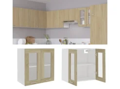 vidaXL Hängeglasschrank Sonoma-Eiche 60x31x60 cm Holzwerkstoff< Küchenschränke