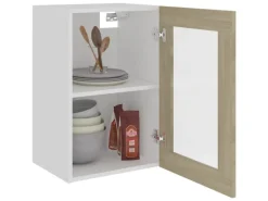 vidaXL Hängeglasschrank Sonoma-Eiche 40x31x60 cm Holzwerkstoff Modell 1< Küchenschränke