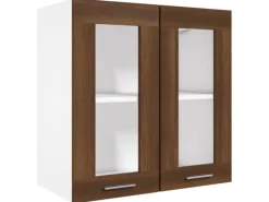 Outlet vidaXL Hängeschrank Glas Braun Eichen-Optik 60x31x60 cm Holzwerkstoff