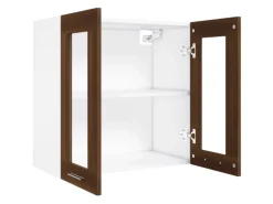Outlet vidaXL Hängeschrank Glas Braun Eichen-Optik 60x31x60 cm Holzwerkstoff