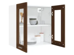 Outlet vidaXL Hängeschrank Glas Braun Eichen-Optik 60x31x60 cm Holzwerkstoff