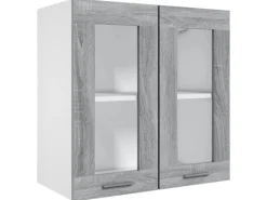 vidaXL Hängeschrank Glas Grau Sonoma 60x31x60 cm Holzwerkstoff< Küchenschränke