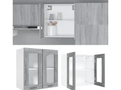 vidaXL Hängeschrank Glas Grau Sonoma 60x31x60 cm Holzwerkstoff< Küchenschränke