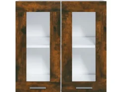 Online vidaXL Hängeschrank Glas Räuchereiche 60x31x60 cm Holzwerkstoff