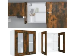 Online vidaXL Hängeschrank Glas Räuchereiche 60x31x60 cm Holzwerkstoff