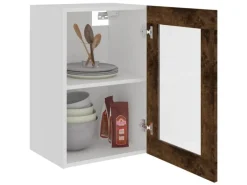 Best vidaXL Hängeschrank Glas Räuchereiche 40x31x60 cm Holzwerkstoff