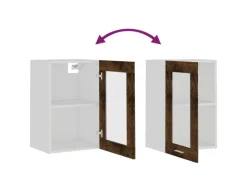Best vidaXL Hängeschrank Glas Räuchereiche 40x31x60 cm Holzwerkstoff