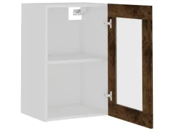 Best vidaXL Hängeschrank Glas Räuchereiche 40x31x60 cm Holzwerkstoff