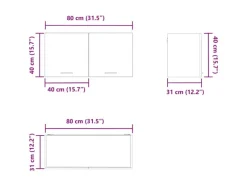 Clearance vidaXL Hängeschrank mit Tür Riga 80 x 31 x 40 cm Holzwerkstoff 884178 Weiß
