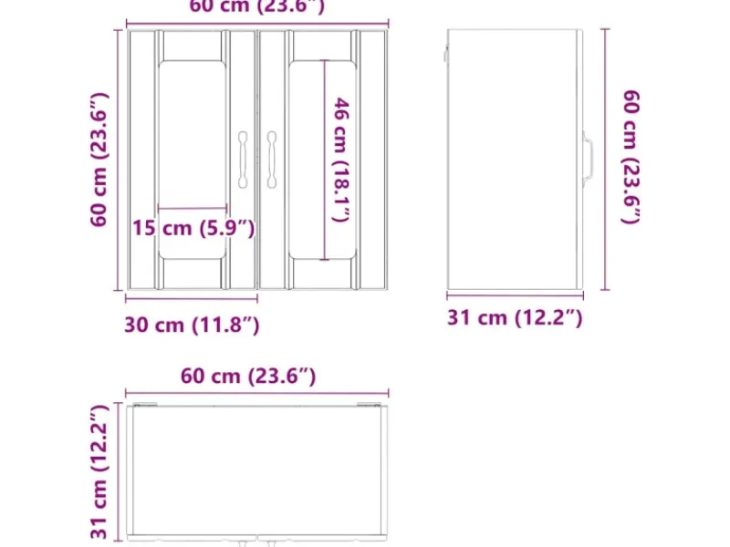 vidaXL Küchen-Hängeschrank mit Glastür Lucca Holzwerkstoff 853908< Küchenschränke