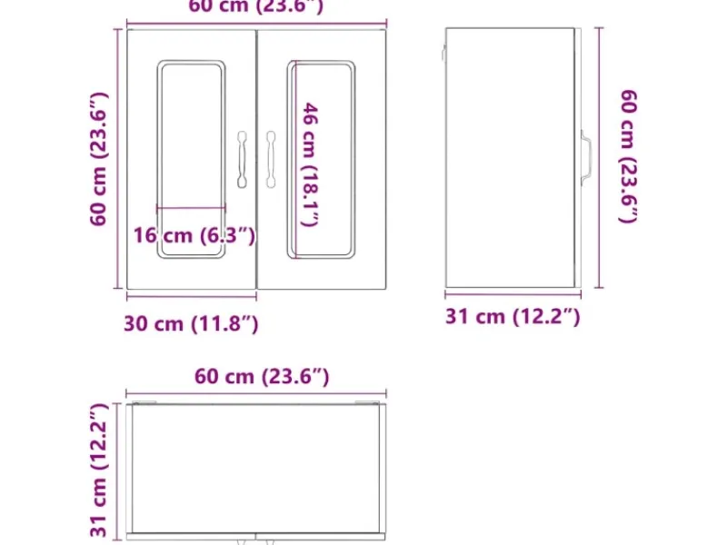 Küchenschränke<vidaXL Küchen-Hängeschrank mit Glastür Kalmar Holzwerkstoff 853667