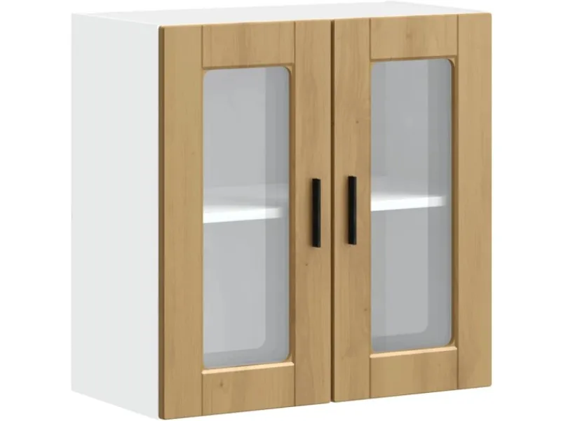 vidaXL Küchen-Hängeschrank mit Glastür Porto Artisan-Eiche 854156< Küchenschränke