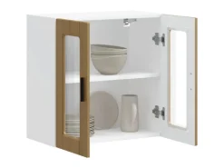 vidaXL Küchen-Hängeschrank mit Glastür Porto Artisan-Eiche 854156< Küchenschränke