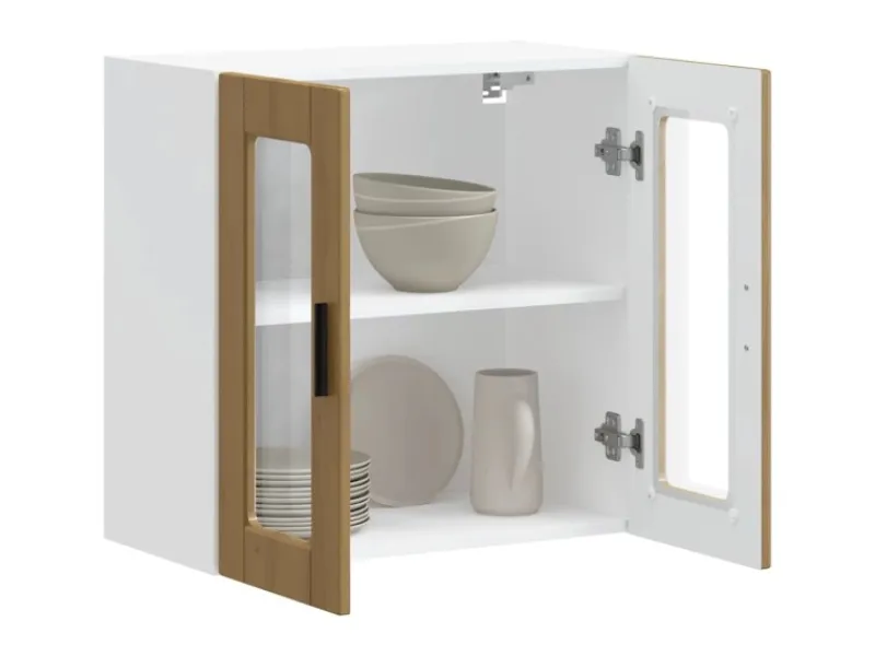vidaXL Küchen-Hängeschrank mit Glastür Porto Artisan-Eiche 854156< Küchenschränke