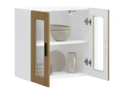 vidaXL Küchen-Hängeschrank mit Glastür Porto Artisan-Eiche 854156< Küchenschränke