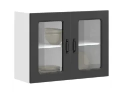 Best vidaXL Küchen-Hängeschrank mit Glastür Kalmar Holzwerkstoff 853608 Schwarz