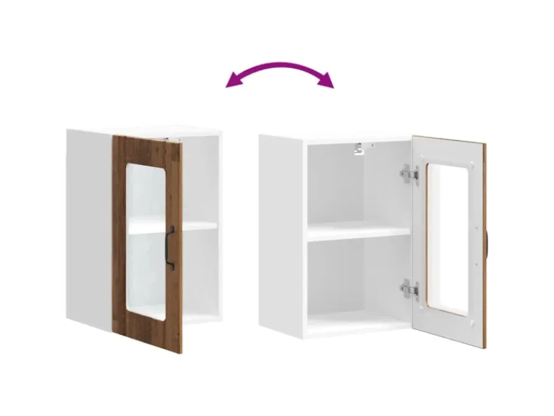 Online vidaXL Küchen-Hängeschrank mit Glastür Lucca -Optik 853775 Altholz