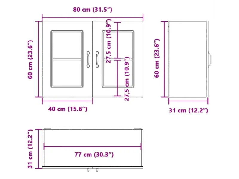 Küchenschränke<vidaXL Küchen-Hängeschrank mit Glastür Kalmar Holzwerkstoff 853611