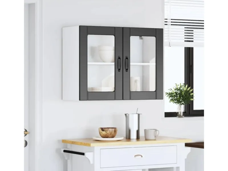 vidaXL Küchen-Hängeschrank mit Glastür Lucca Holzwerkstoff 853848< Küchenschränke
