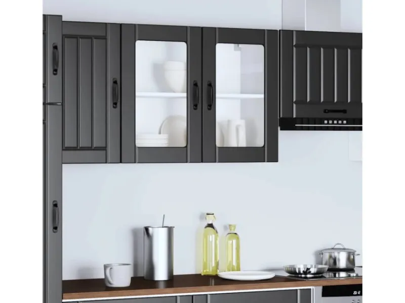vidaXL Küchen-Hängeschrank mit Glastür Lucca Holzwerkstoff 853848< Küchenschränke